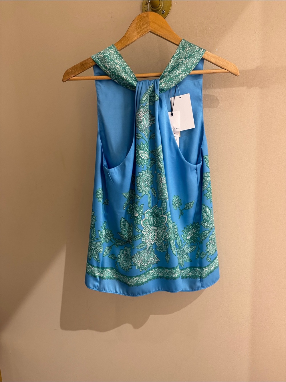 Current Air Blue Floral Tie-Neck Camisole